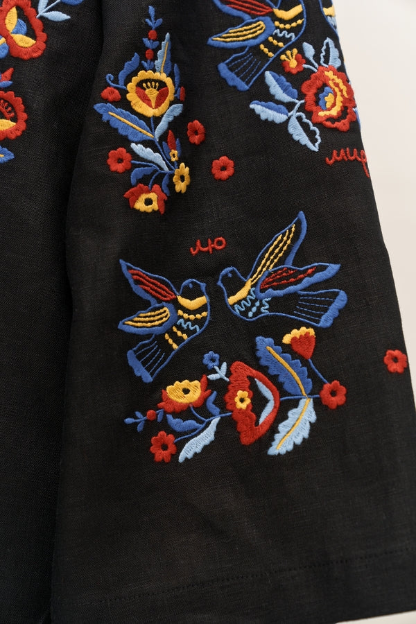 Black Embroidered Top with Headscarf